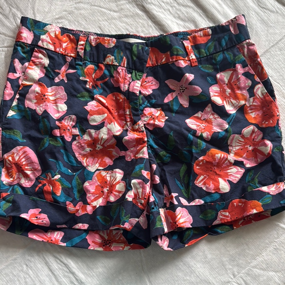 Joe Fresh Pink and Blue Bermuda Shorts Vibrant Floral Design